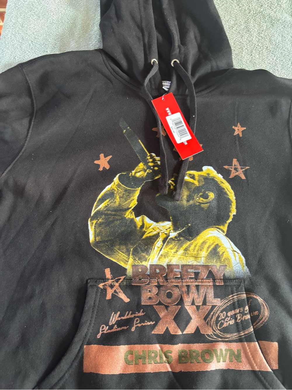 Chris Brown Breezy Bowl XX Tour Hoodie Black Size Small NWT